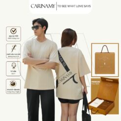 Áo thun couple DEAR TEE CARINAMY form rộng 100% Cotton