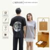 Áo thun couple form rộng LUNAR LOVE CARINAMY tay lỡ cotton 100%