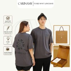 Áo thun couple tay lỡ SOUND OF LOVE CARINAMY form rộng 100% Cotton