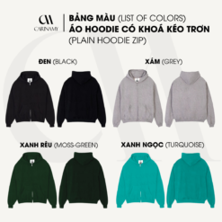 Hoodie khóa Zip Trơn