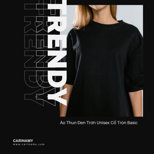 Áo Thun Đen Trơn Unisex Cổ Tròn Basic