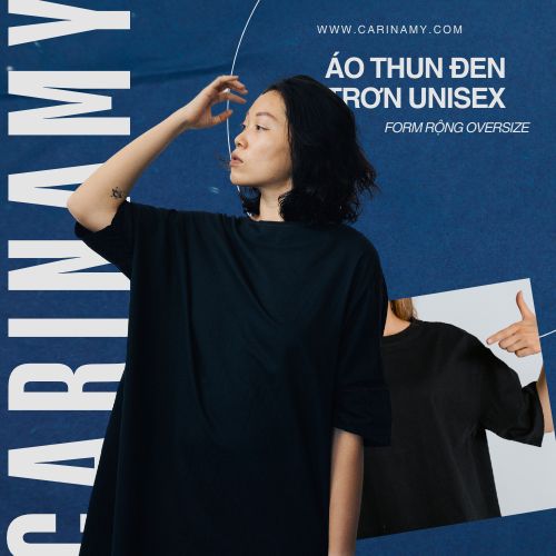 Áo Thun Đen Trơn Unisex Form Rộng Oversize