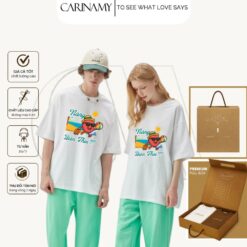 Áo thun SUMMER LYCHEE form rộng tay lỡ cotton 100% CARINAMY