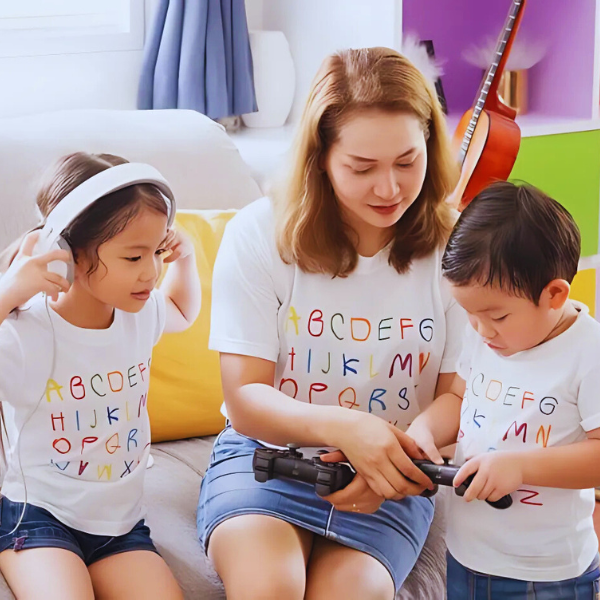 Một chiếc áo gia đình bị in lệch logo khiến tổng thể mất cân bằng